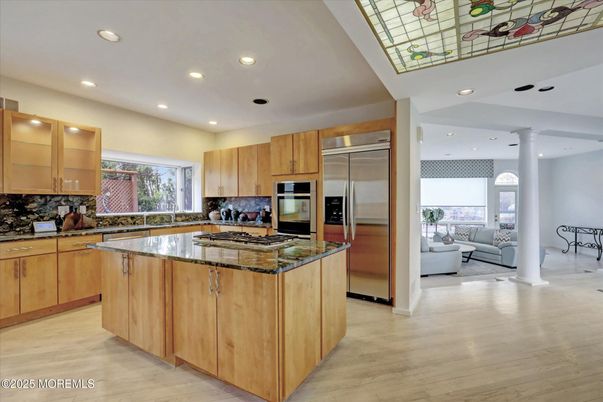 Interior, Kitchen, Living room, Recessed Lighting, Stainless Steel Appliances, Wood Texture Flooring