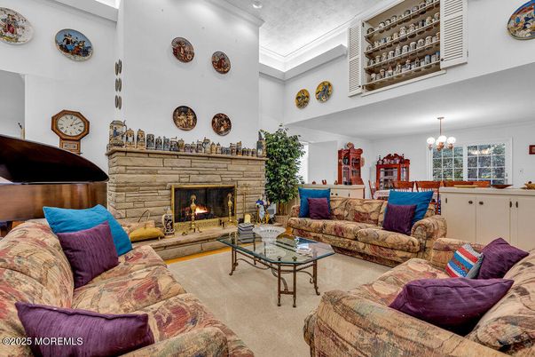 Chandelier, Dining room, Fireplace, Interior, Living room, Piano, Recessed Lighting