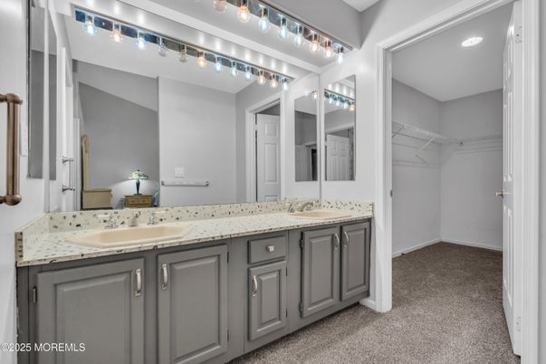 Bathroom, Dual Sink Vanities, Interior, Recessed Lighting, Walk-in Closets