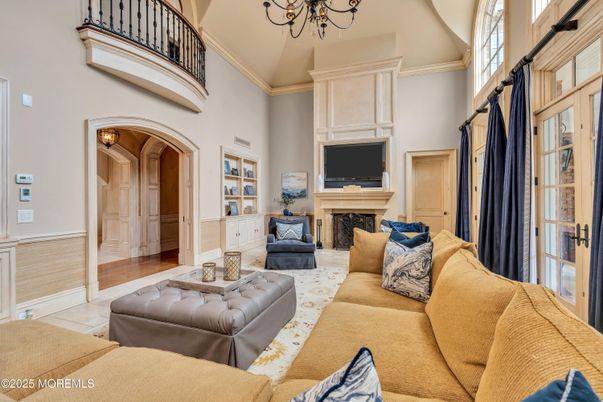 Chandelier, Fireplace, Interior, Living room, Wood Texture Flooring