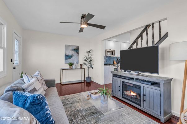Fireplace, Interior, Kitchen, Living room, Wood Texture Flooring