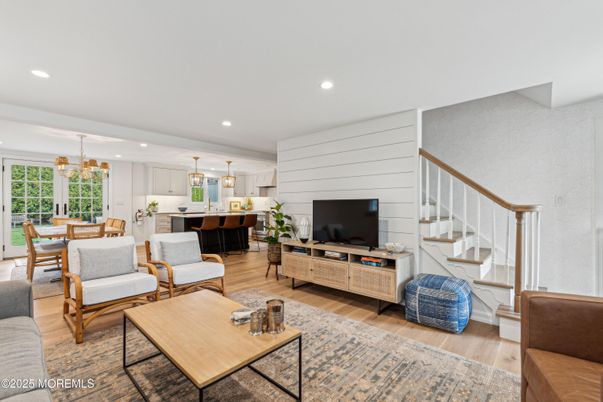 Dining room, Interior, Kitchen, Living room, Pendant Lights, Recessed Lighting, Wood Texture Flooring