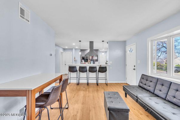 Interior, Kitchen, Pendant Lights, Recessed Lighting, Wood Texture Flooring