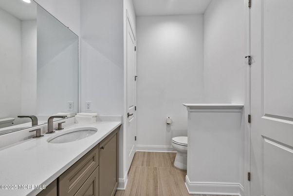 Bathroom, Interior, Recessed Lighting, Wood Texture Flooring