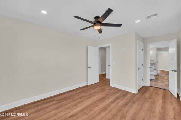 Bathroom, Empty room, Interior, Recessed Lighting, Wood Texture Flooring