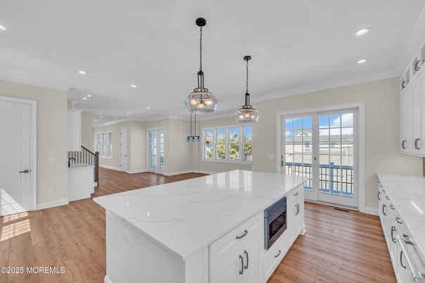 Interior, Kitchen, Pendant Lights, Recessed Lighting, Wood Texture Flooring
