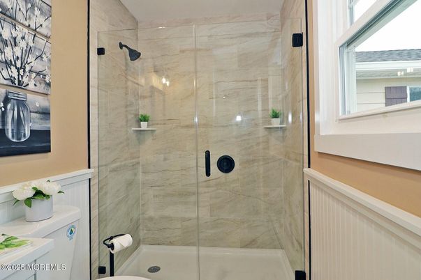 Bathroom, Glass Shower, Interior, Marble Walls