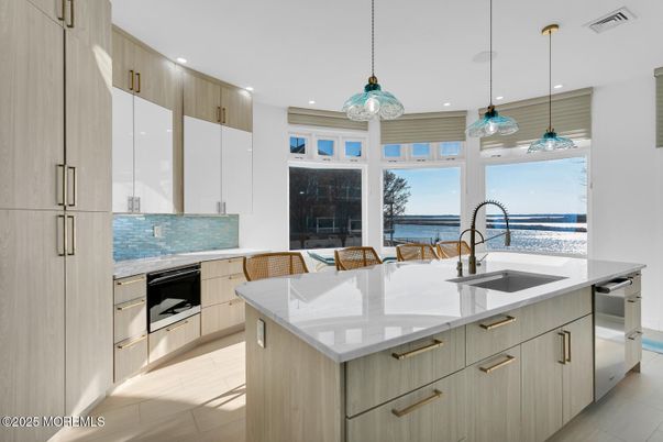 Interior, Kitchen, Pendant Lights, Recessed Lighting, Stainless Steel Appliances, Water