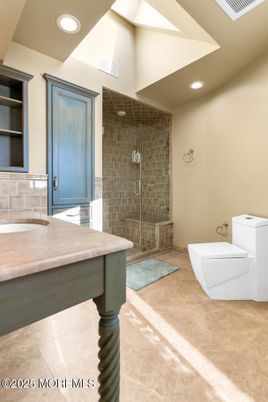 Bathroom, Glass Shower, Interior, Recessed Lighting, Washer