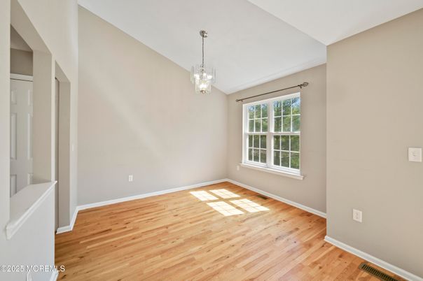 Chandelier, Empty room, Interior, Pendant Lights, Wood Texture Flooring