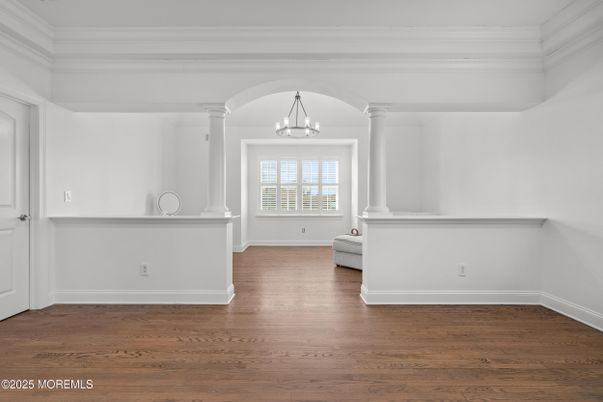 Chandelier, Empty room, Interior, Pendant Lights, Wood Texture Flooring