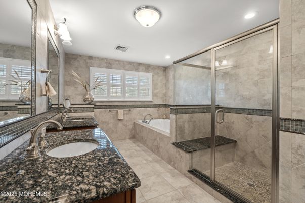 Bathroom, Dual Sink Vanities, Glass Shower, Interior, Recessed Lighting