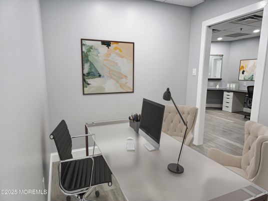 Home Office, Interior, Recessed Lighting, Wood Texture Flooring