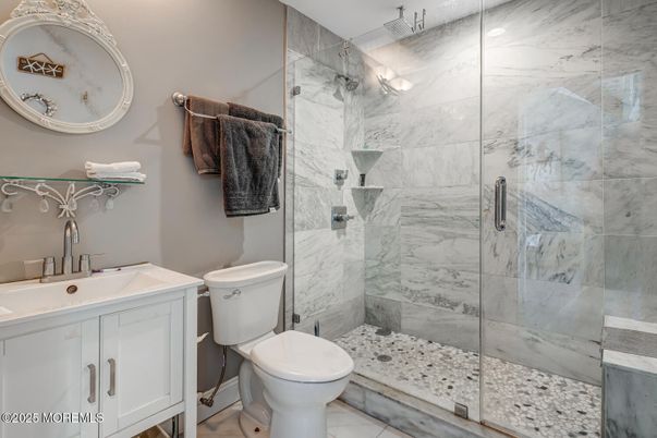 Bathroom, Glass Shower, Interior, Marble Walls