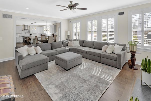 Dining room, Interior, Kitchen, Living room, Pendant Lights, Recessed Lighting, Wood Texture Flooring