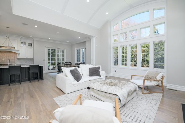 Interior, Kitchen, Living room, Pendant Lights, Recessed Lighting, Wood Texture Flooring