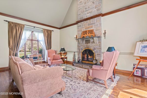 Fireplace, Interior, Living room, Stone Walls, Wood Texture Flooring