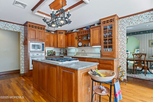 Chandelier, Dining room, Interior, Kitchen, Recessed Lighting, Wood Texture Flooring