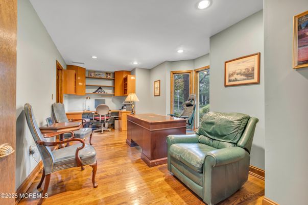 Home Office, Interior, Recessed Lighting, Wood Texture Flooring