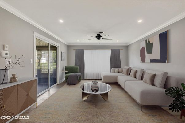 Interior, Living room, Recessed Lighting, Wood Texture Flooring