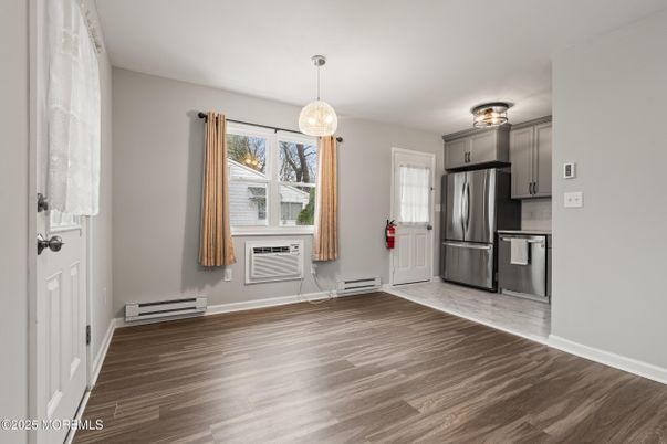 Interior, Kitchen, Pendant Lights, Stainless Steel Appliances, Wood Texture Flooring