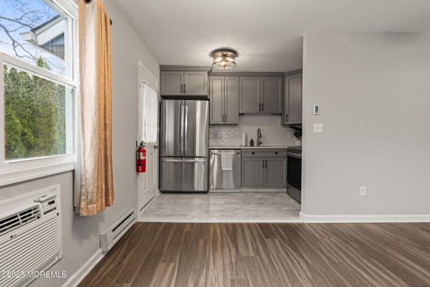 Interior, Kitchen, Stainless Steel Appliances, Wood Texture Flooring