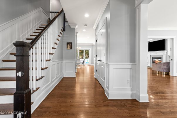 Fireplace, Interior, Recessed Lighting, Wood Texture Flooring