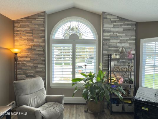 Interior, Stone Walls, Wood Texture Flooring