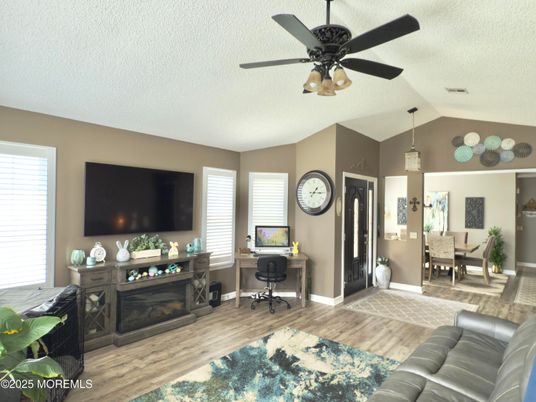 Home Office, Interior, Pendant Lights, Wood Texture Flooring