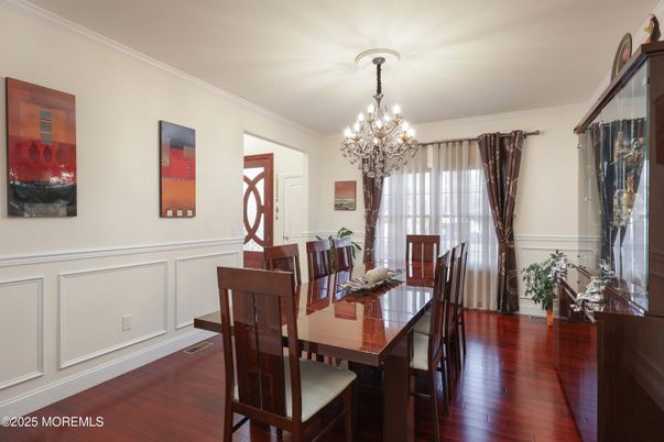 Chandelier, Dining room, Interior, Wood Texture Flooring