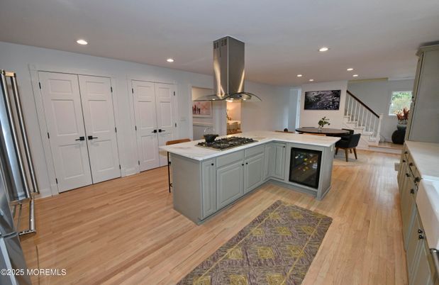 Dining room, Interior, Kitchen, Recessed Lighting, Wood Texture Flooring