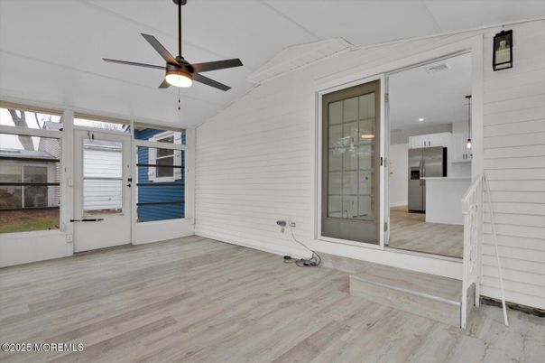 Empty room, Interior, Kitchen, Recessed Lighting, Wood Texture Flooring