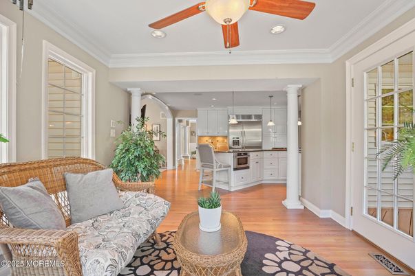 Interior, Kitchen, Living room, Pendant Lights, Recessed Lighting, Stainless Steel Appliances, Wood Texture Flooring