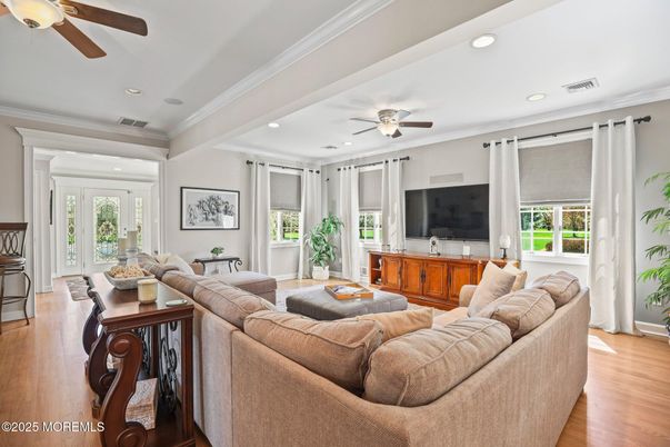 Interior, Living room, Recessed Lighting, Wood Texture Flooring