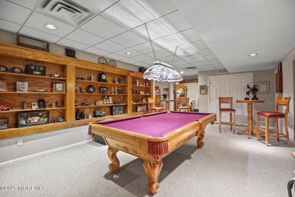 Billiard Table, Game Room, Interior, Recessed Lighting