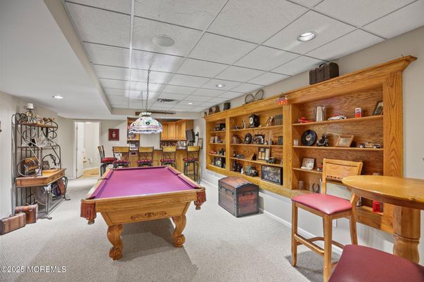 Billiard Table, Game Room, Interior, Recessed Lighting