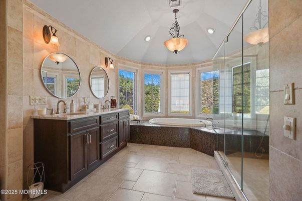 Bathroom, Dual Sink Vanities, Glass Shower, Interior, Recessed Lighting