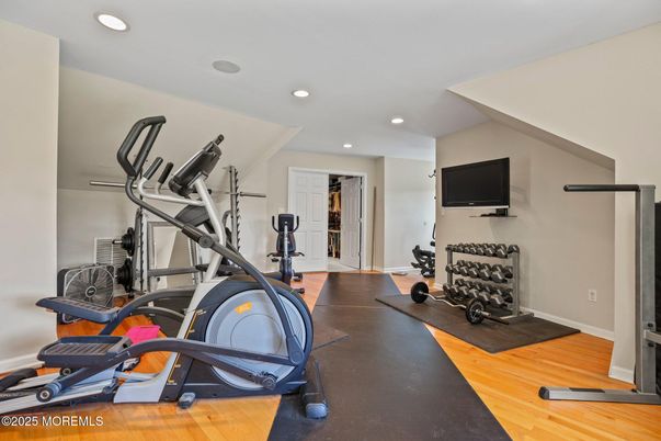 Fitness Equipment, Interior, Recessed Lighting, Wood Texture Flooring