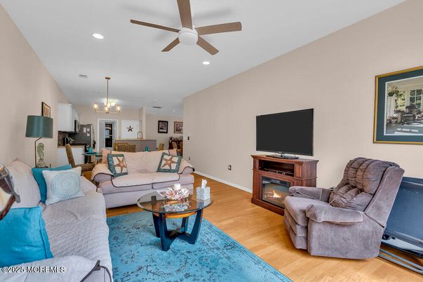 Dining room, Interior, Kitchen, Living room, Recessed Lighting, Wood Texture Flooring