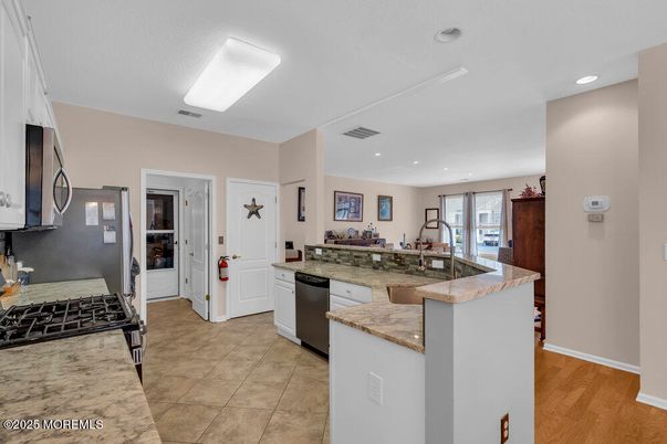 Interior, Kitchen, Recessed Lighting, Wood Texture Flooring