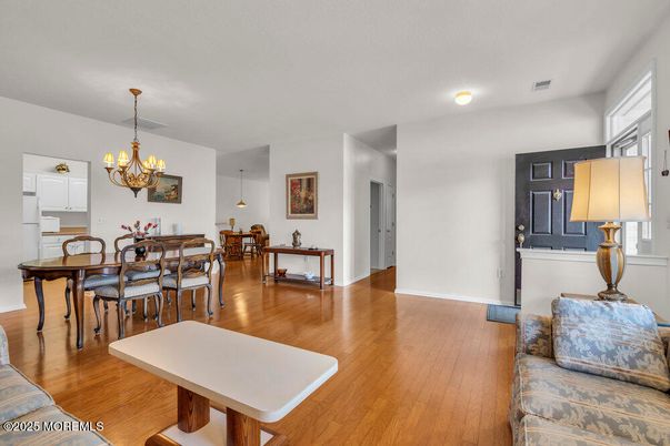 Chandelier, Dining room, Interior, Pendant Lights, Wood Texture Flooring