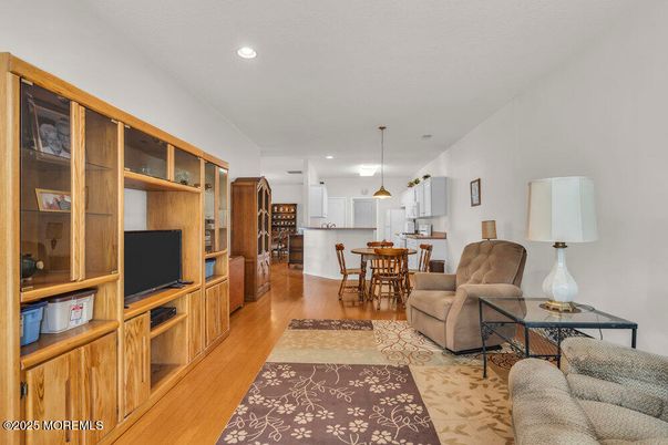 Dining room, Interior, Kitchen, Living room, Pendant Lights, Recessed Lighting, Wood Texture Flooring