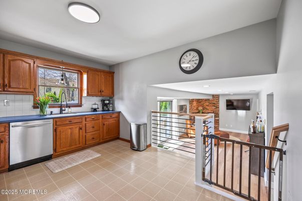 Interior, Kitchen, Recessed Lighting, Stone Walls