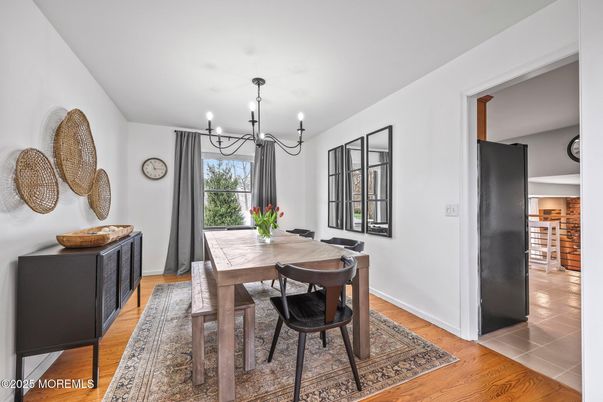 Chandelier, Dining room, Interior, Wood Texture Flooring