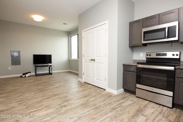 Interior, Kitchen, Stainless Steel Appliances, Wood Texture Flooring