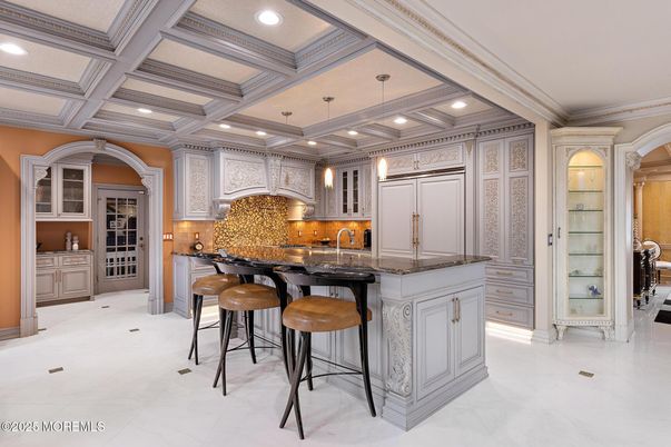 Interior, Kitchen, Marble, Pendant Lights, Recessed Lighting