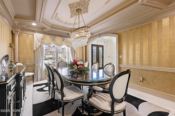 Chandelier, Dining room, Interior, Recessed Lighting