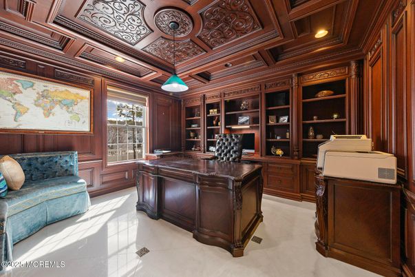 Home Office, Interior, Pendant Lights, Recessed Lighting, Wooden Beams, Wooden Ceilings