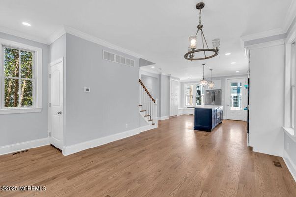 Interior, Kitchen, Pendant Lights, Recessed Lighting, Wood Texture Flooring