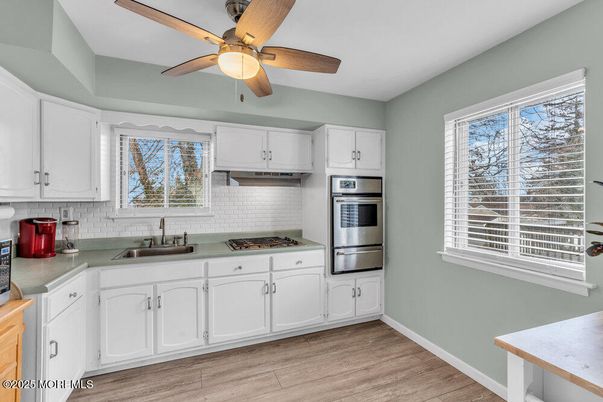 Interior, Kitchen, Stainless Steel Appliances, Wood Texture Flooring